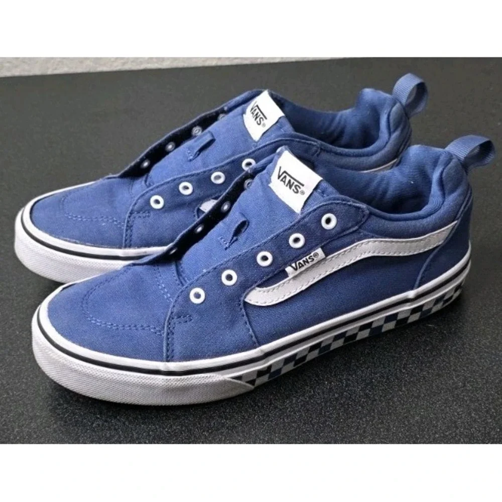 Vans Blue Sneaker Checkerboard Sidewall Skateboard Kids 5 Youth Moto Y2K